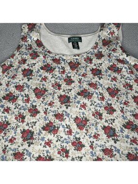 Vintage Lauren Ralph Lauren Sweater Vest Womens 2X Rose Floral Knit Cottagecore